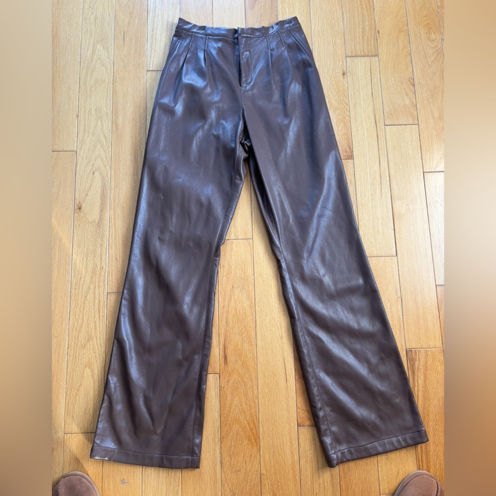 Bloomingdale's Exclusive Brown Faux Leather Pants